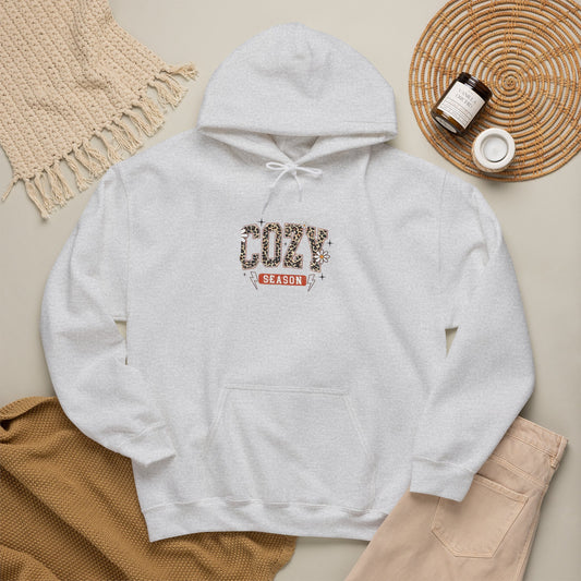 Cozy Season Hoodie — Leopard Script "Cozy" Fall Sweatshirt