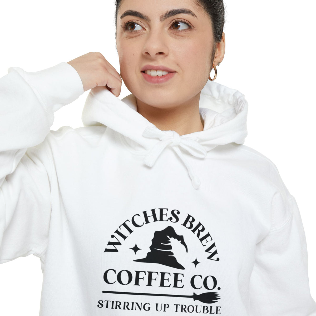 Witches Brew Coffee Co. Hoodie — "Stirring Up Trouble" Halloween Sweatshirt