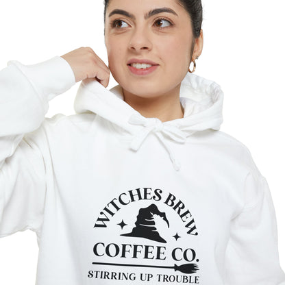 Witches Brew Coffee Co. Hoodie — "Stirring Up Trouble" Halloween Sweatshirt
