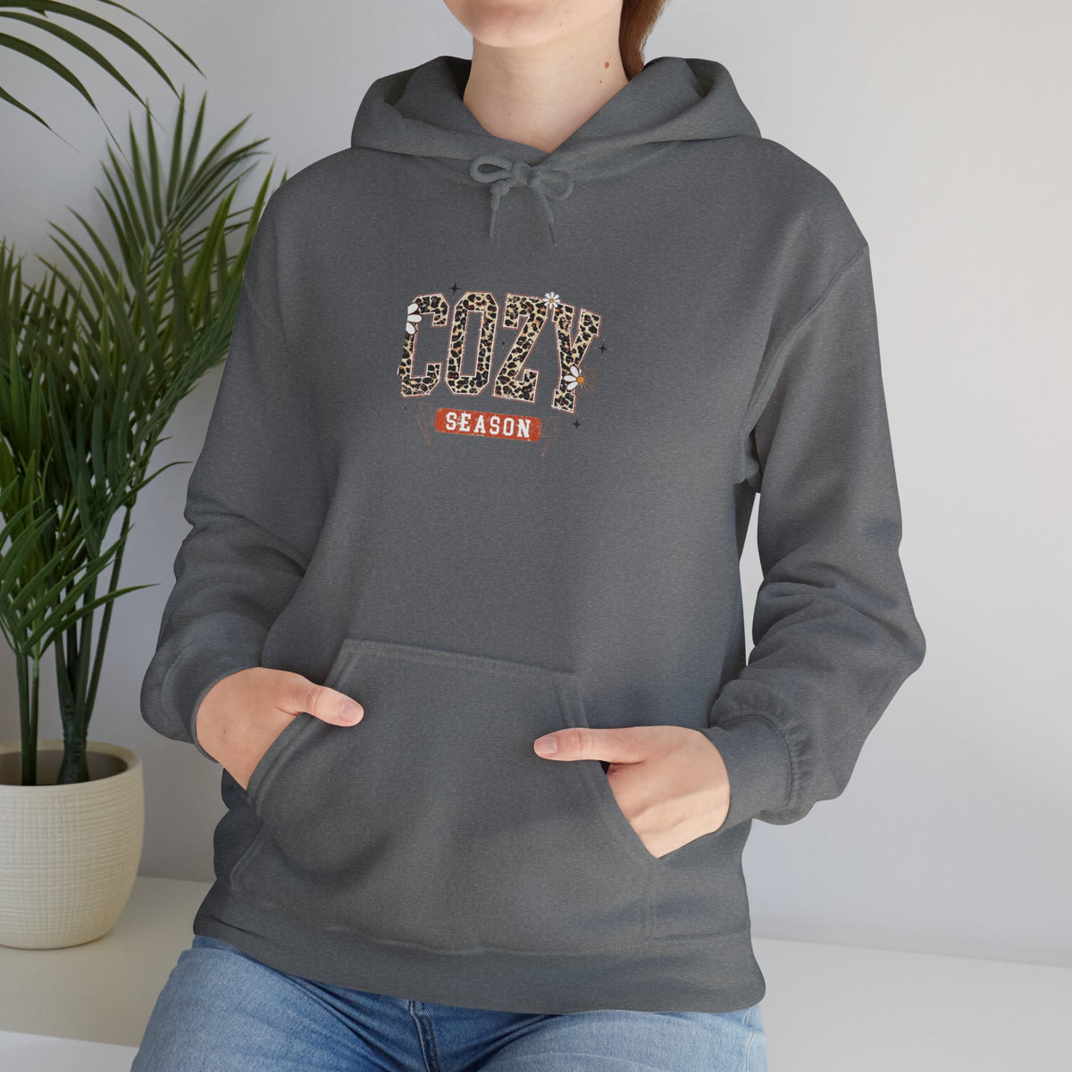 Cozy Season Hoodie — Leopard Script "Cozy" Fall Sweatshirt