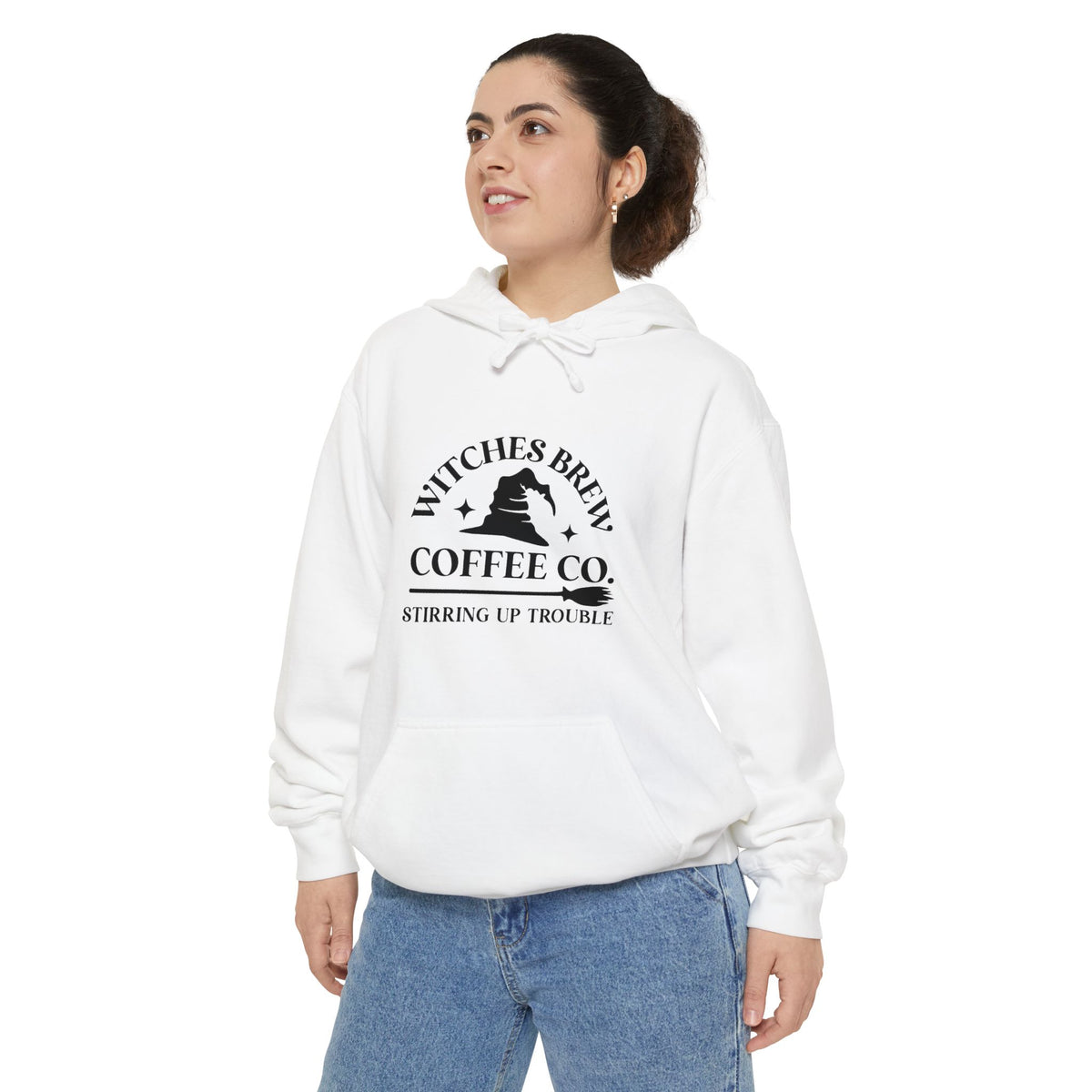 Witches Brew Coffee Co. Hoodie — "Stirring Up Trouble" Halloween Sweatshirt