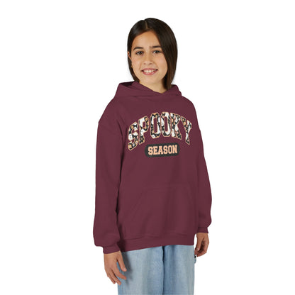 Spooky Season Youth Hoodie — Leopard Print "Spooky Season" Fall Sweatshirt