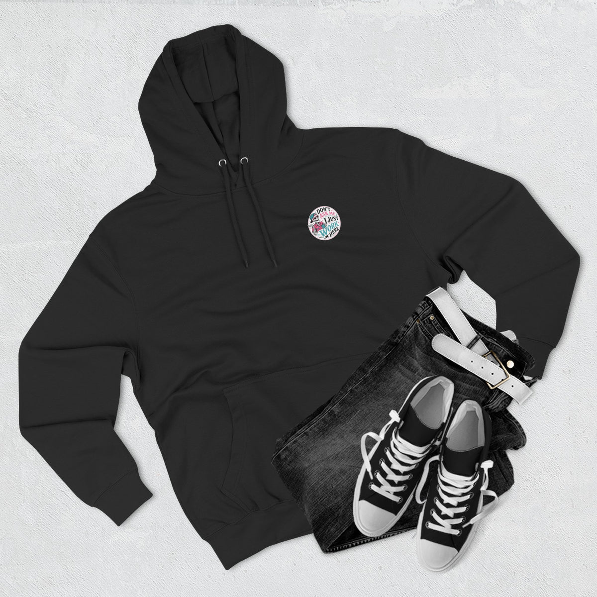 Don't Ask Me, I Just Work Here Retro Skull Workwear Pullover