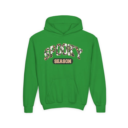 Spooky Season Youth Hoodie — Leopard Print "Spooky Season" Fall Sweatshirt