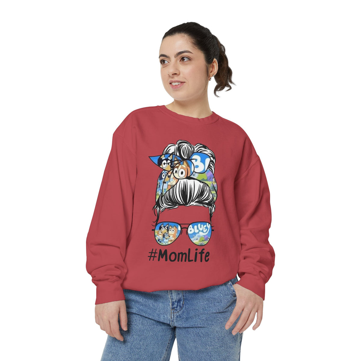 #MomLife Messy Bun Graphic Sweatshirt