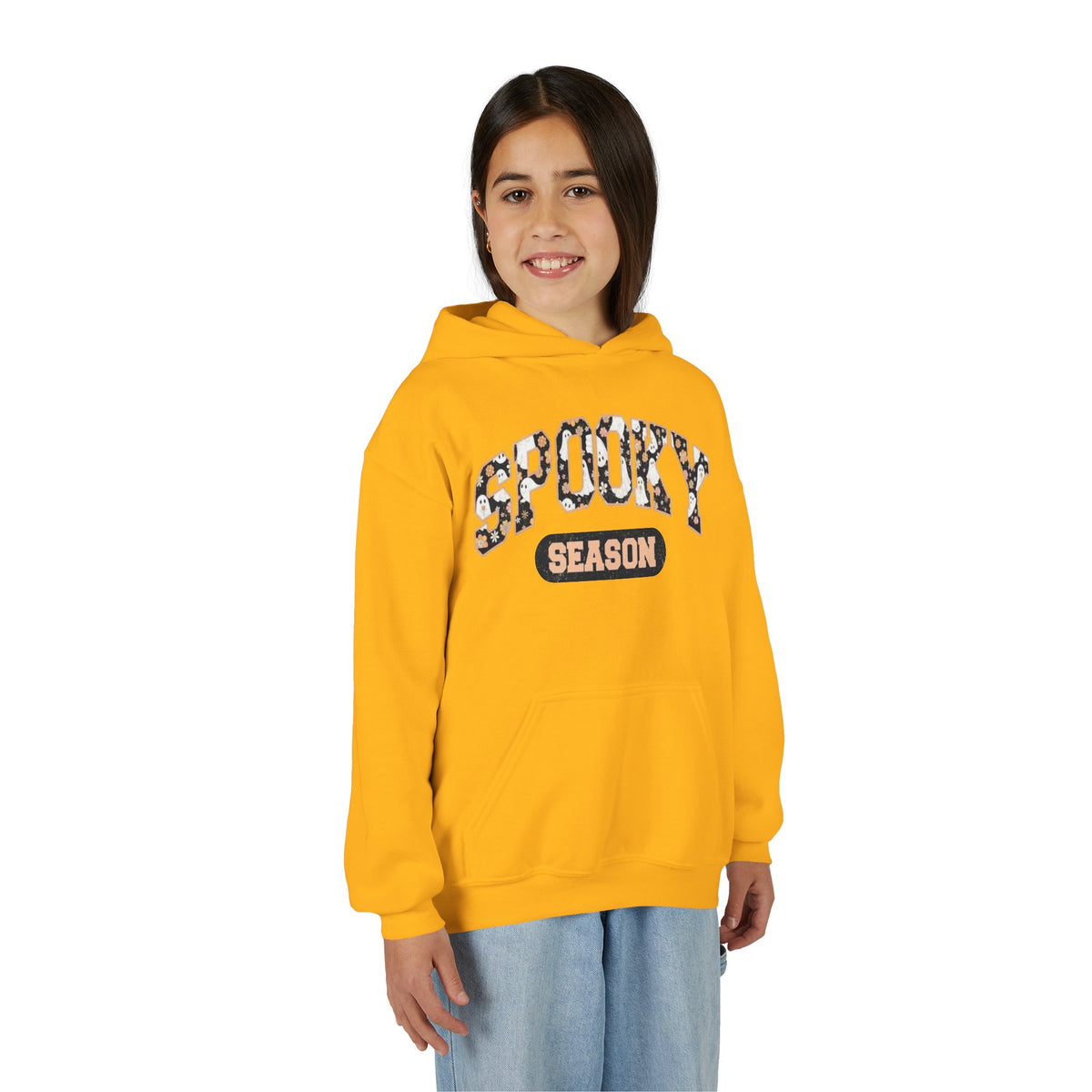 Spooky Season Youth Hoodie — Leopard Print "Spooky Season" Fall Sweatshirt