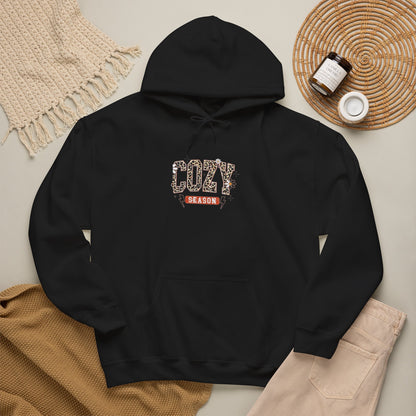 Cozy Season Hoodie — Leopard Script "Cozy" Fall Sweatshirt