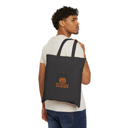 Spooky Season Canvas Tote Bag — Halloween Pumpkin Trick-or-Treat Shopper