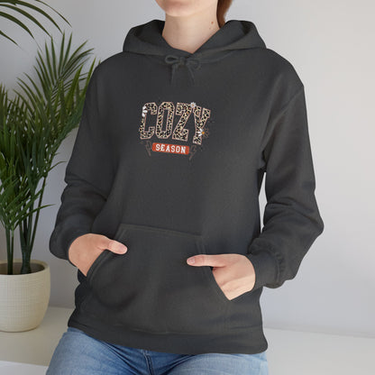 Cozy Season Hoodie — Leopard Script "Cozy" Fall Sweatshirt