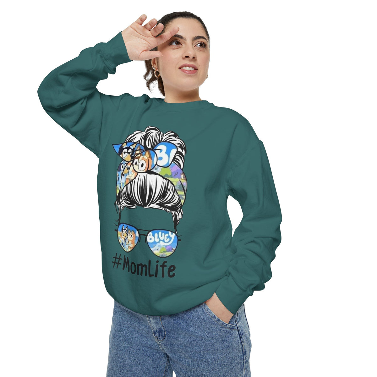 #MomLife Messy Bun Graphic Sweatshirt