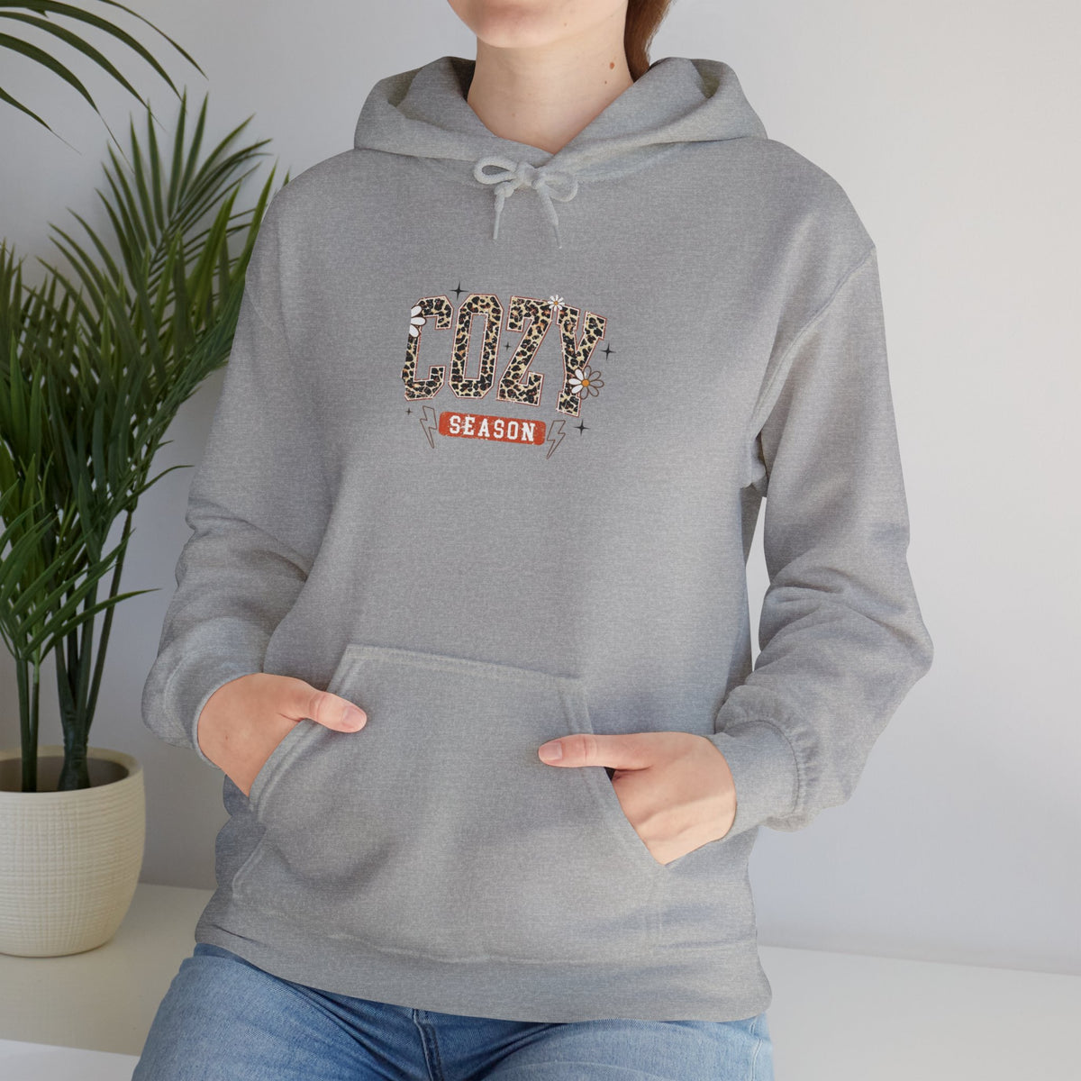 Cozy Season Hoodie — Leopard Script "Cozy" Fall Sweatshirt