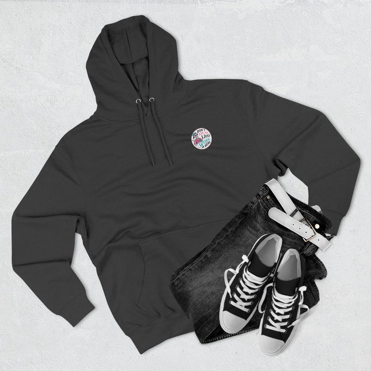 Don't Ask Me, I Just Work Here Retro Skull Workwear Pullover