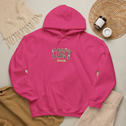 Cozy Season Hoodie — Leopard Script "Cozy" Fall Sweatshirt