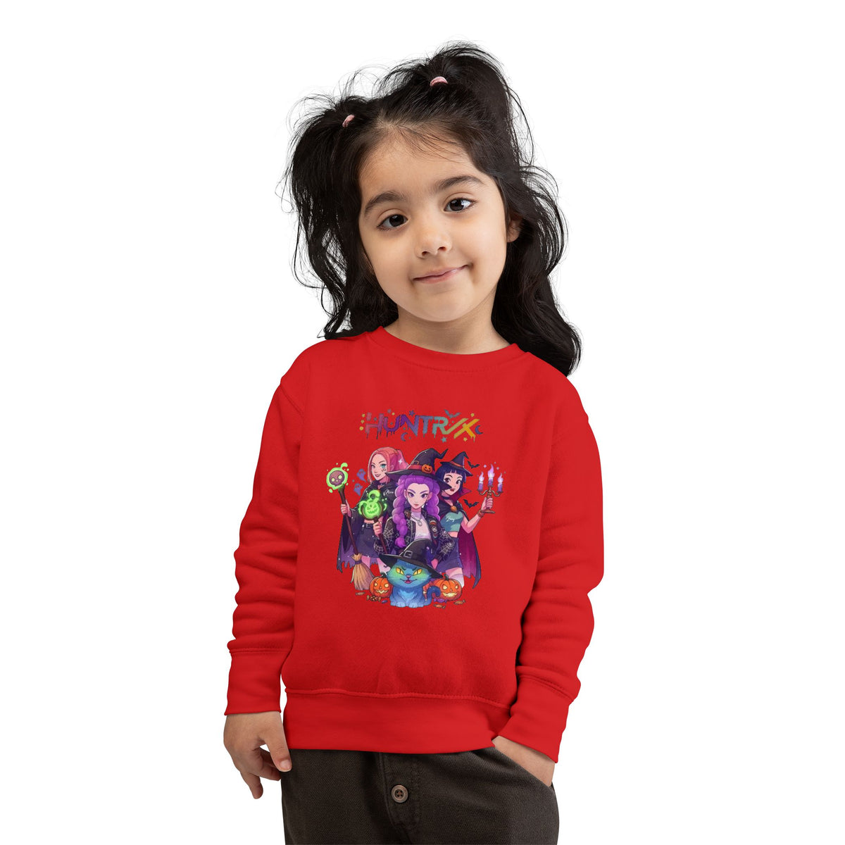 Cute Witch Sisters Halloween Crewneck - Toddler Sweatshirt