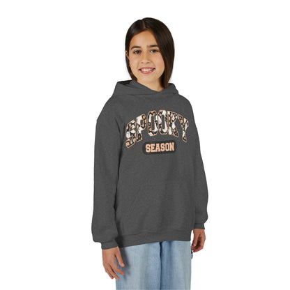 Spooky Season Youth Hoodie — Leopard Print "Spooky Season" Fall Sweatshirt