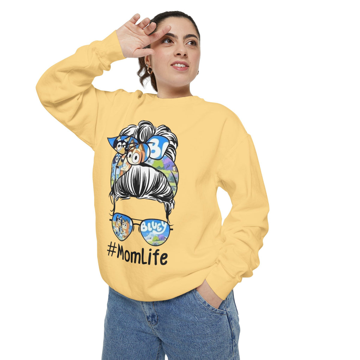 #MomLife Messy Bun Graphic Sweatshirt