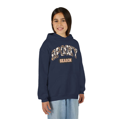 Spooky Season Youth Hoodie — Leopard Print "Spooky Season" Fall Sweatshirt