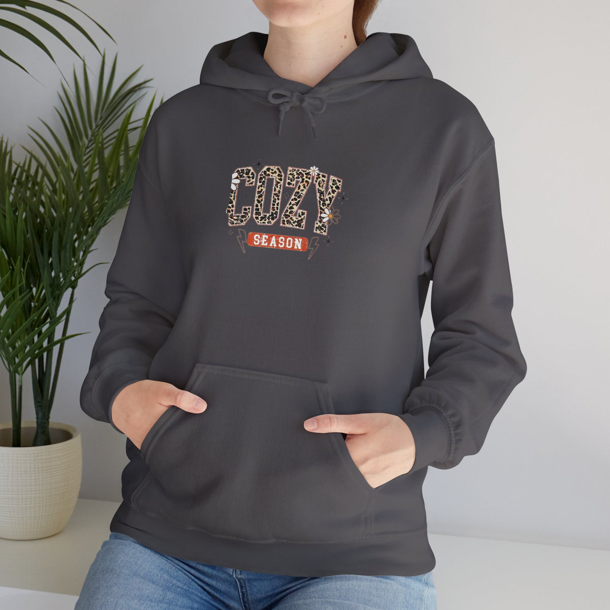 Cozy Season Hoodie — Leopard Script "Cozy" Fall Sweatshirt