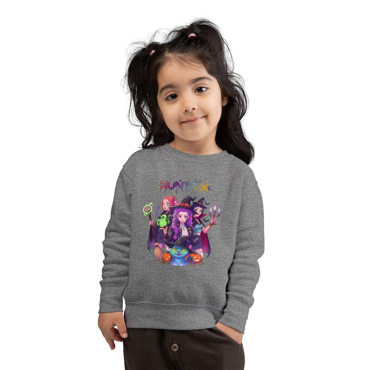 Cute Witch Sisters Halloween Crewneck - Toddler Sweatshirt