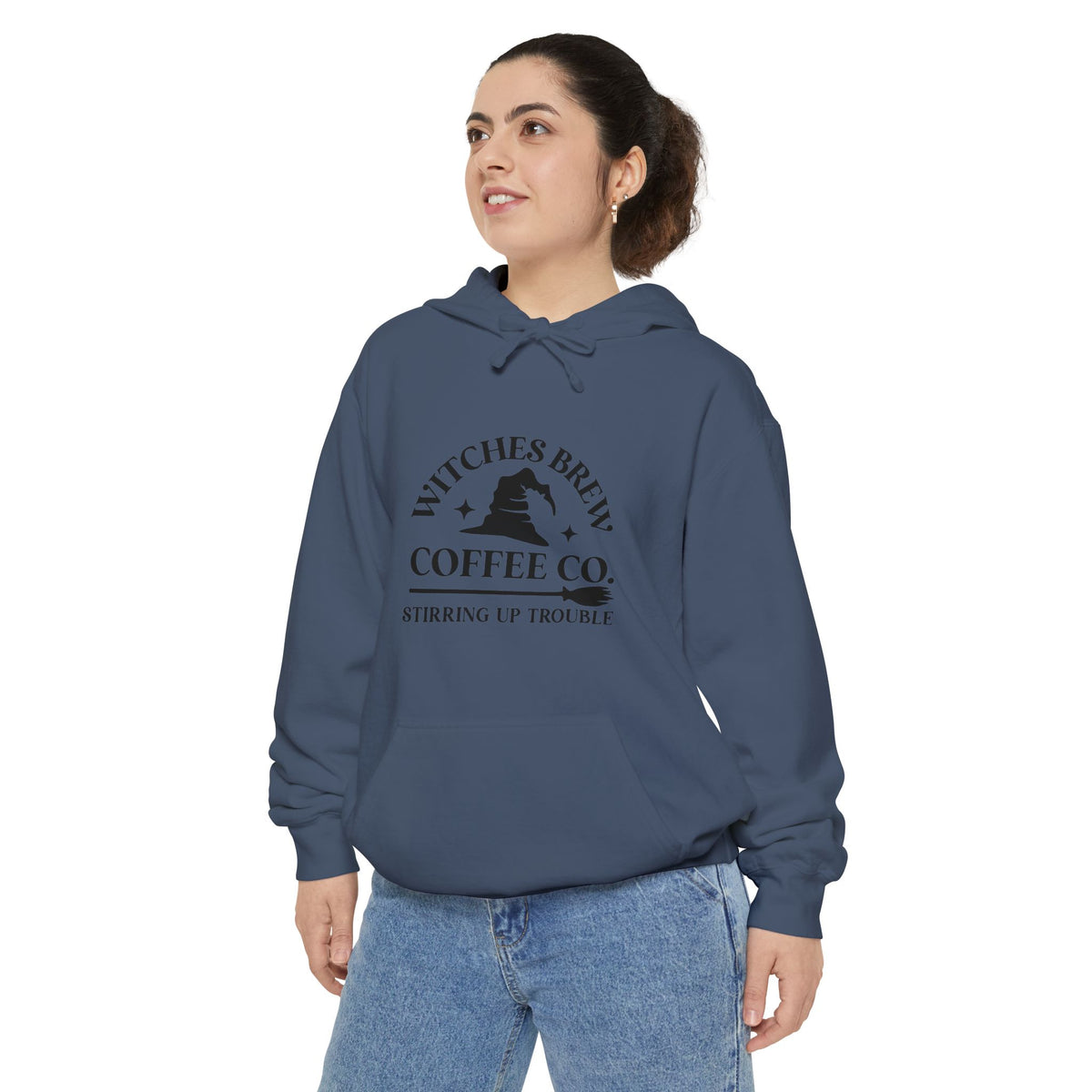 Witches Brew Coffee Co. Hoodie — "Stirring Up Trouble" Halloween Sweatshirt