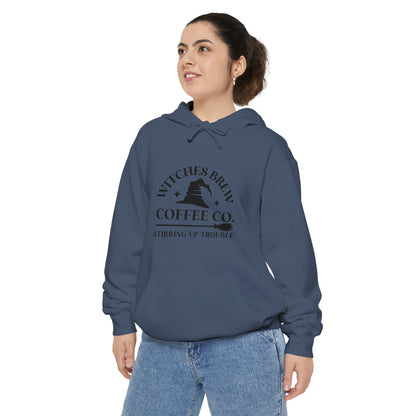 Witches Brew Coffee Co. Hoodie — "Stirring Up Trouble" Halloween Sweatshirt