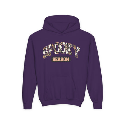 Spooky Season Youth Hoodie — Leopard Print "Spooky Season" Fall Sweatshirt