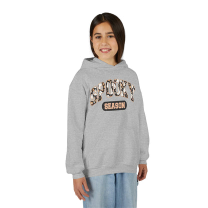 Spooky Season Youth Hoodie — Leopard Print "Spooky Season" Fall Sweatshirt