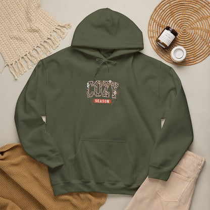 Cozy Season Hoodie — Leopard Script "Cozy" Fall Sweatshirt