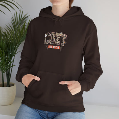 Cozy Season Hoodie — Leopard Script "Cozy" Fall Sweatshirt