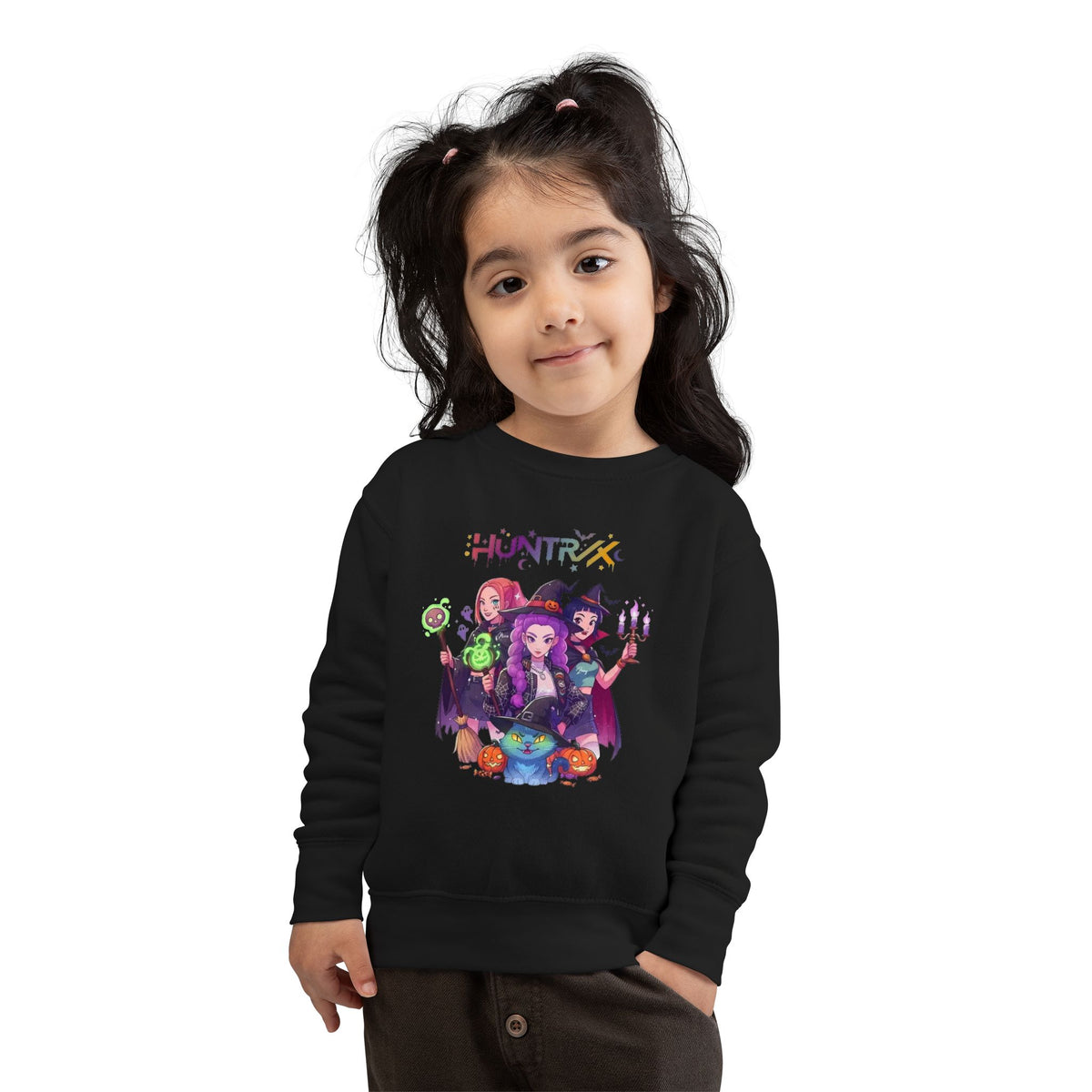Cute Witch Sisters Halloween Crewneck - Toddler Sweatshirt