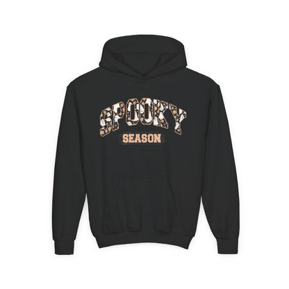 Spooky Season Youth Hoodie — Leopard Print "Spooky Season" Fall Sweatshirt