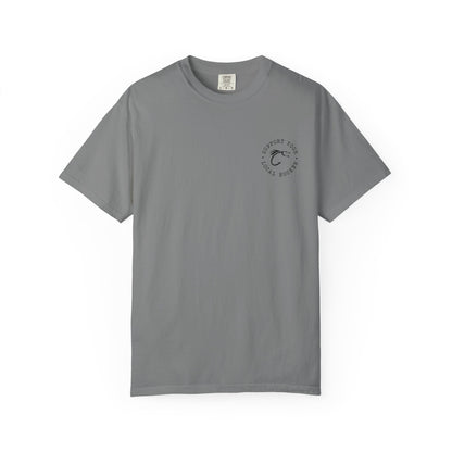 Swallow Baby Don't Spit Fishing Graphic T-Shirt | Retro Sunset Bass Design