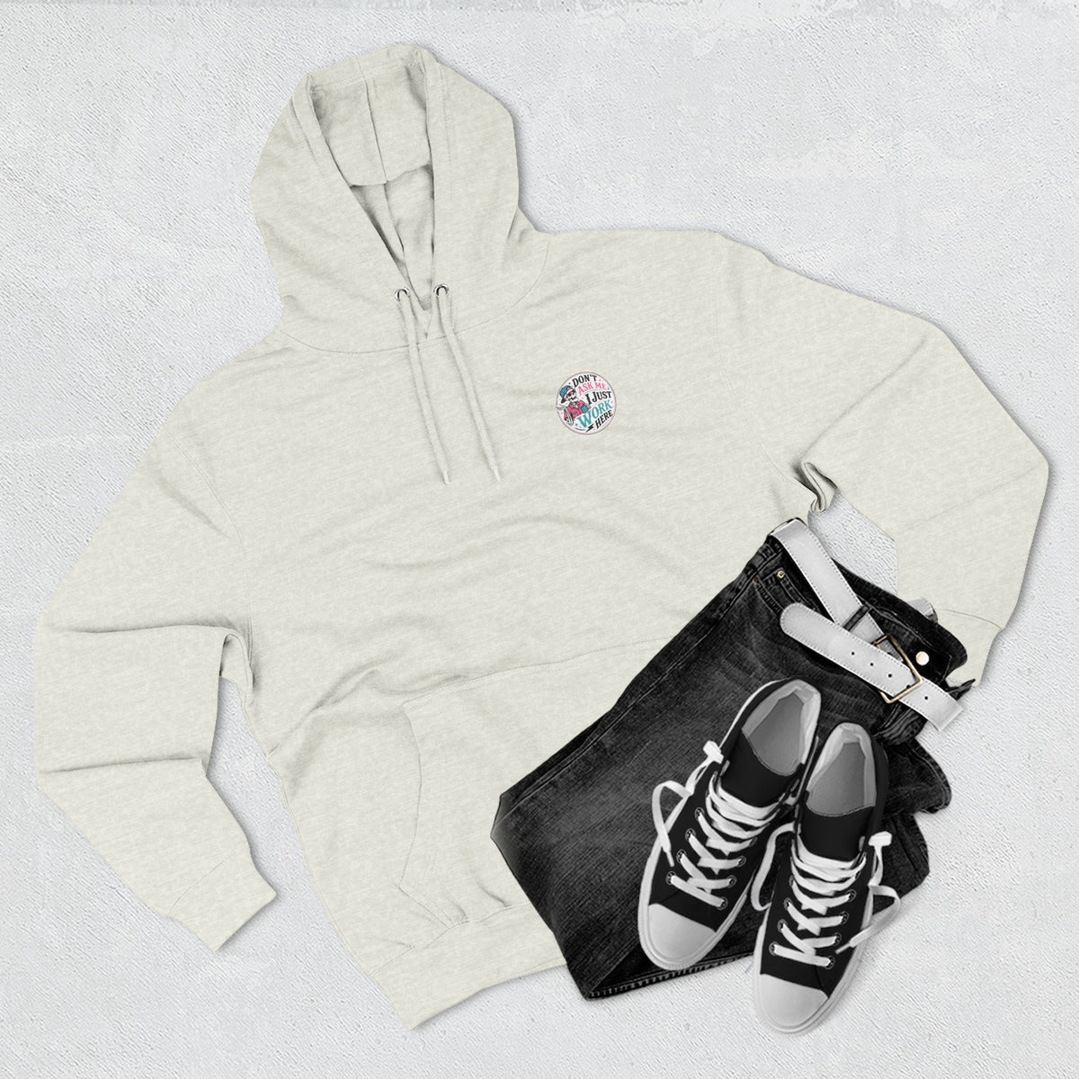 Don't Ask Me, I Just Work Here Retro Skull Workwear Pullover