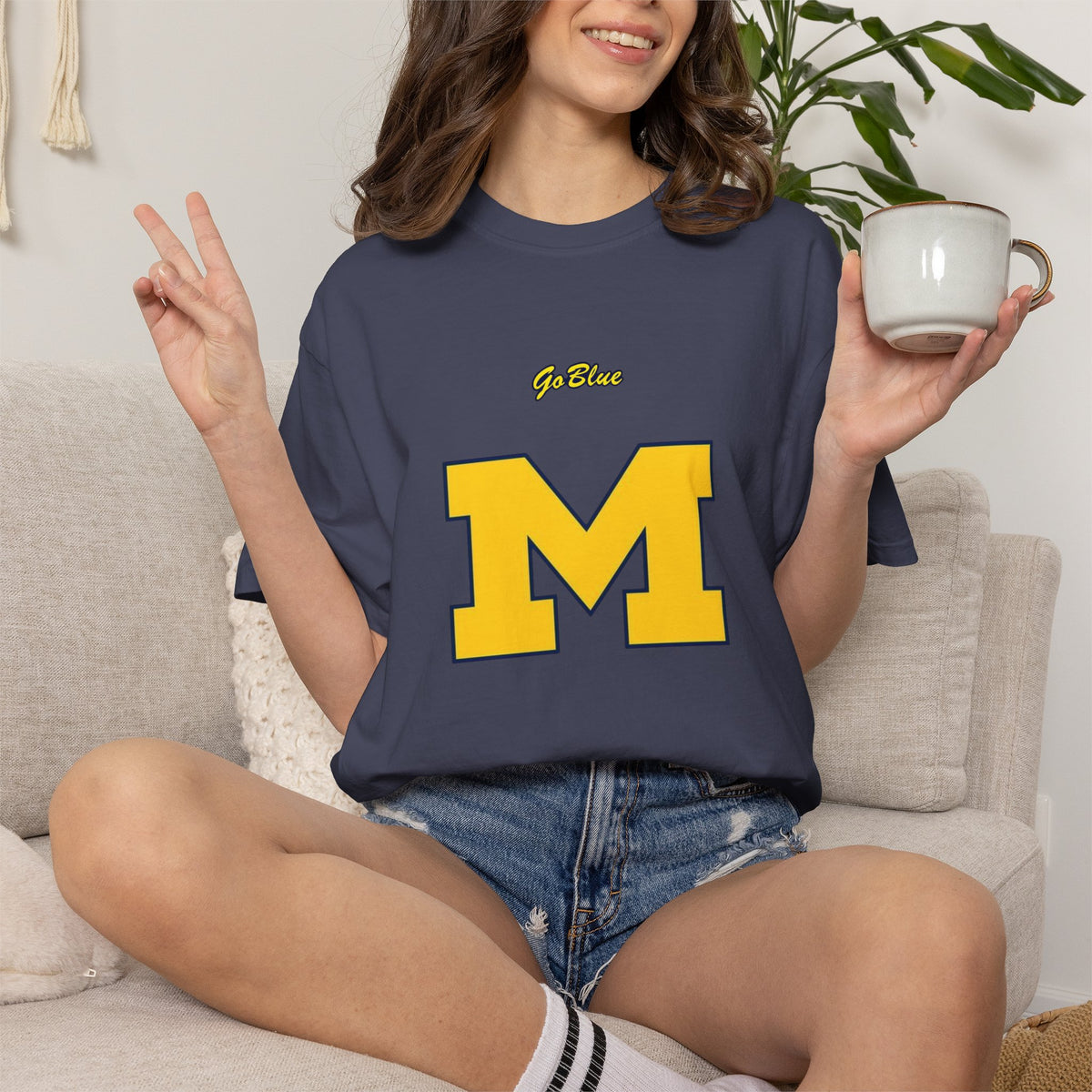 Go Blue M Block Letter T-Shirt | Collegiate Logo Tee