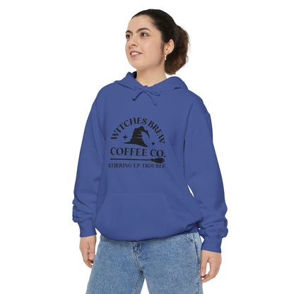 Witches Brew Coffee Co. Hoodie — "Stirring Up Trouble" Halloween Sweatshirt