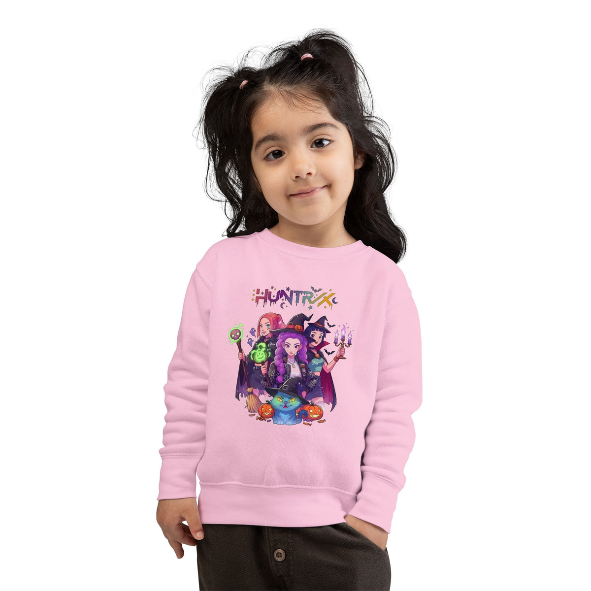 Cute Witch Sisters Halloween Crewneck - Toddler Sweatshirt