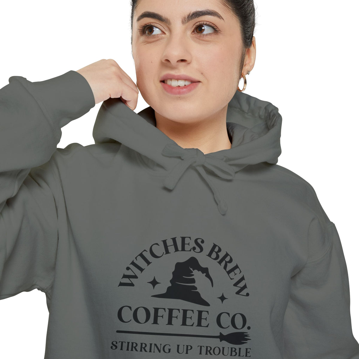 Witches Brew Coffee Co. Hoodie — "Stirring Up Trouble" Halloween Sweatshirt