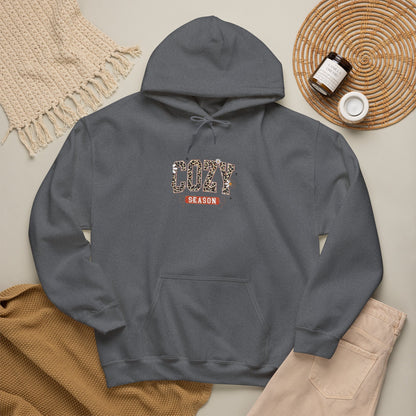 Cozy Season Hoodie — Leopard Script "Cozy" Fall Sweatshirt
