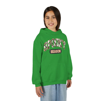 Spooky Season Youth Hoodie — Leopard Print "Spooky Season" Fall Sweatshirt