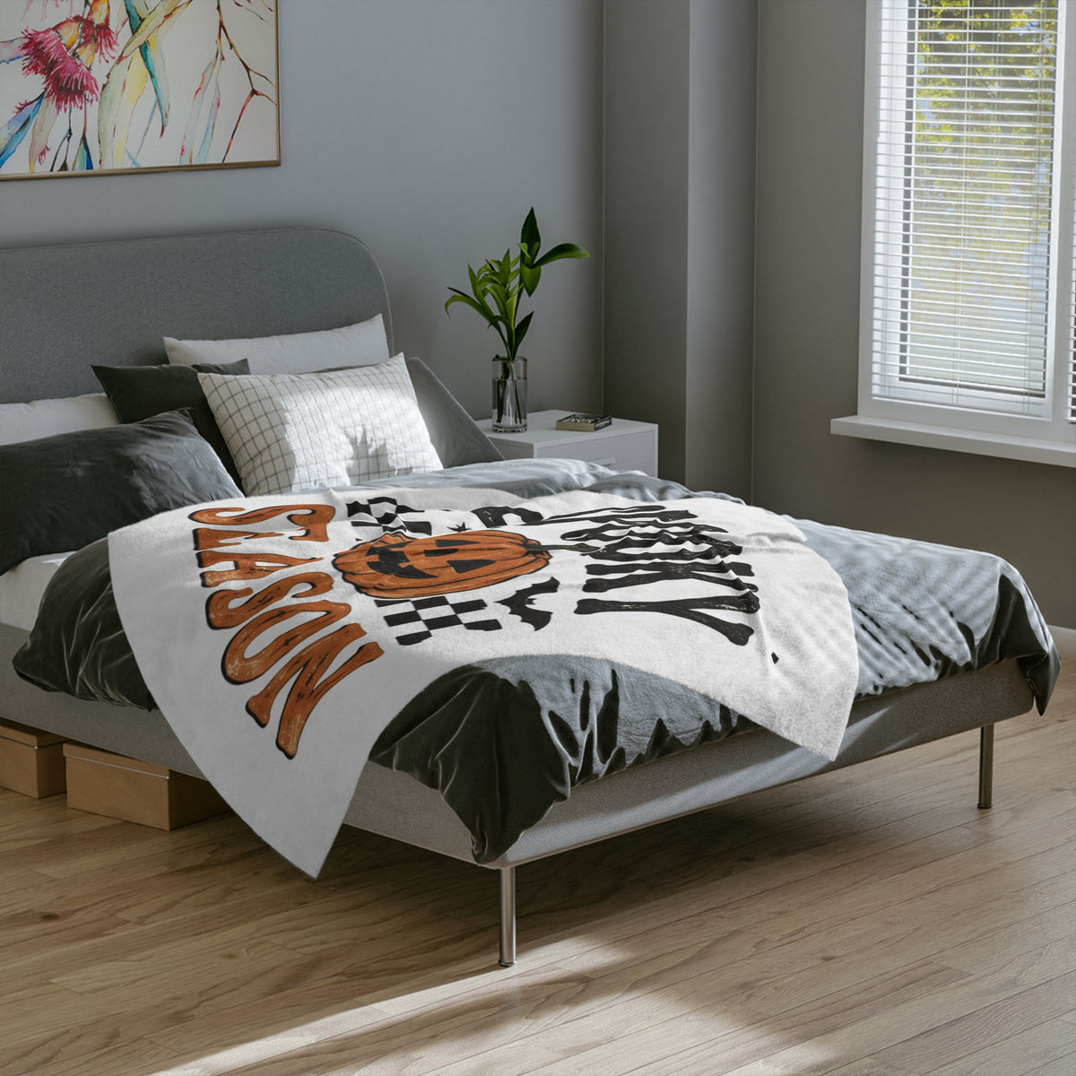Halloween Jack-O'-Lantern Velveteen Throw