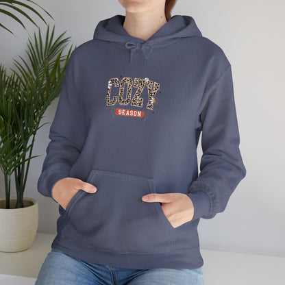 Cozy Season Hoodie — Leopard Script "Cozy" Fall Sweatshirt