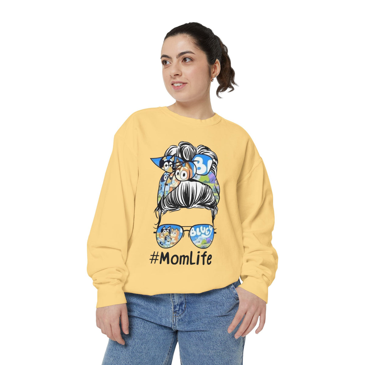 #MomLife Messy Bun Graphic Sweatshirt