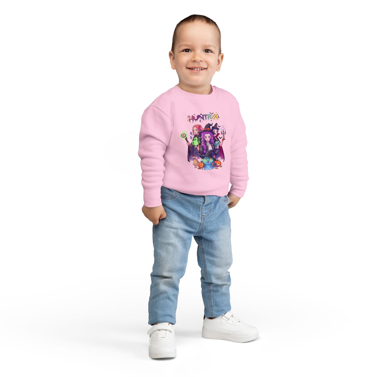 Cute Witch Sisters Halloween Crewneck - Toddler Sweatshirt