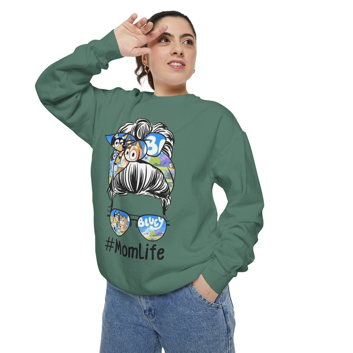 #MomLife Messy Bun Graphic Sweatshirt