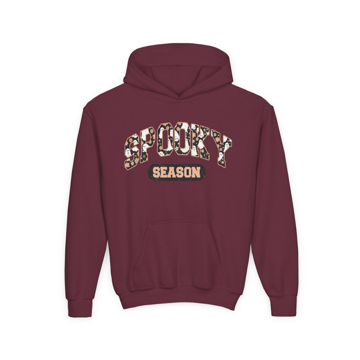 Spooky Season Youth Hoodie — Leopard Print "Spooky Season" Fall Sweatshirt