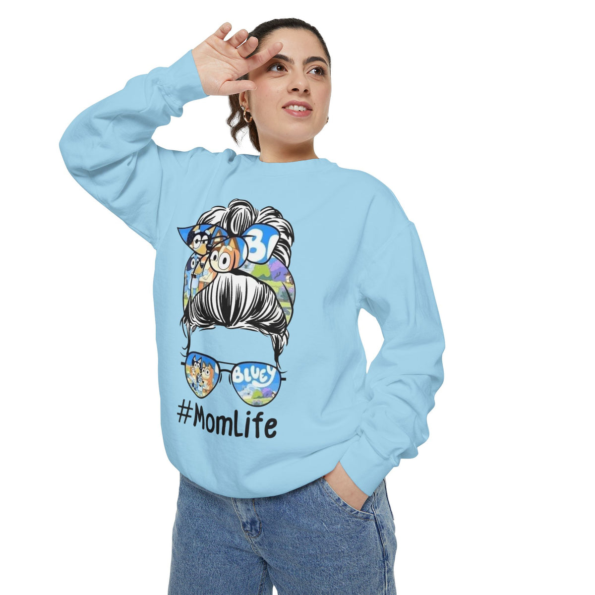 #MomLife Messy Bun Graphic Sweatshirt