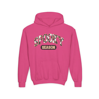 Spooky Season Youth Hoodie — Leopard Print "Spooky Season" Fall Sweatshirt