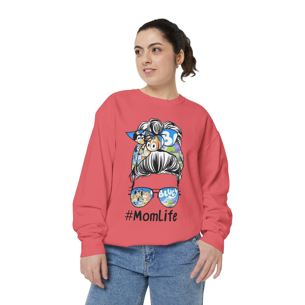 #MomLife Messy Bun Graphic Sweatshirt