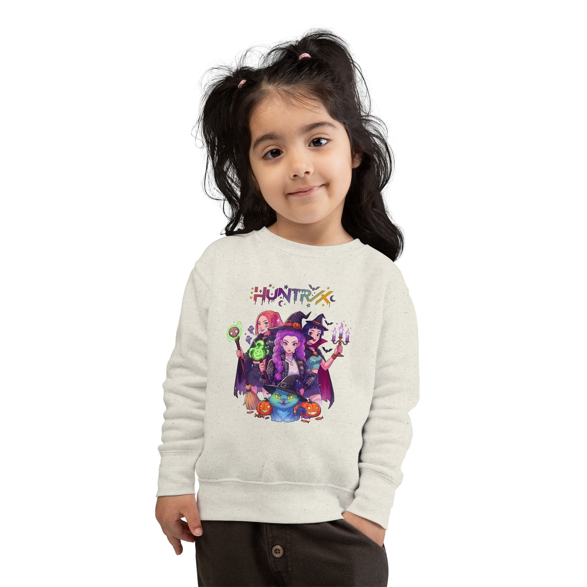 Cute Witch Sisters Halloween Crewneck - Toddler Sweatshirt