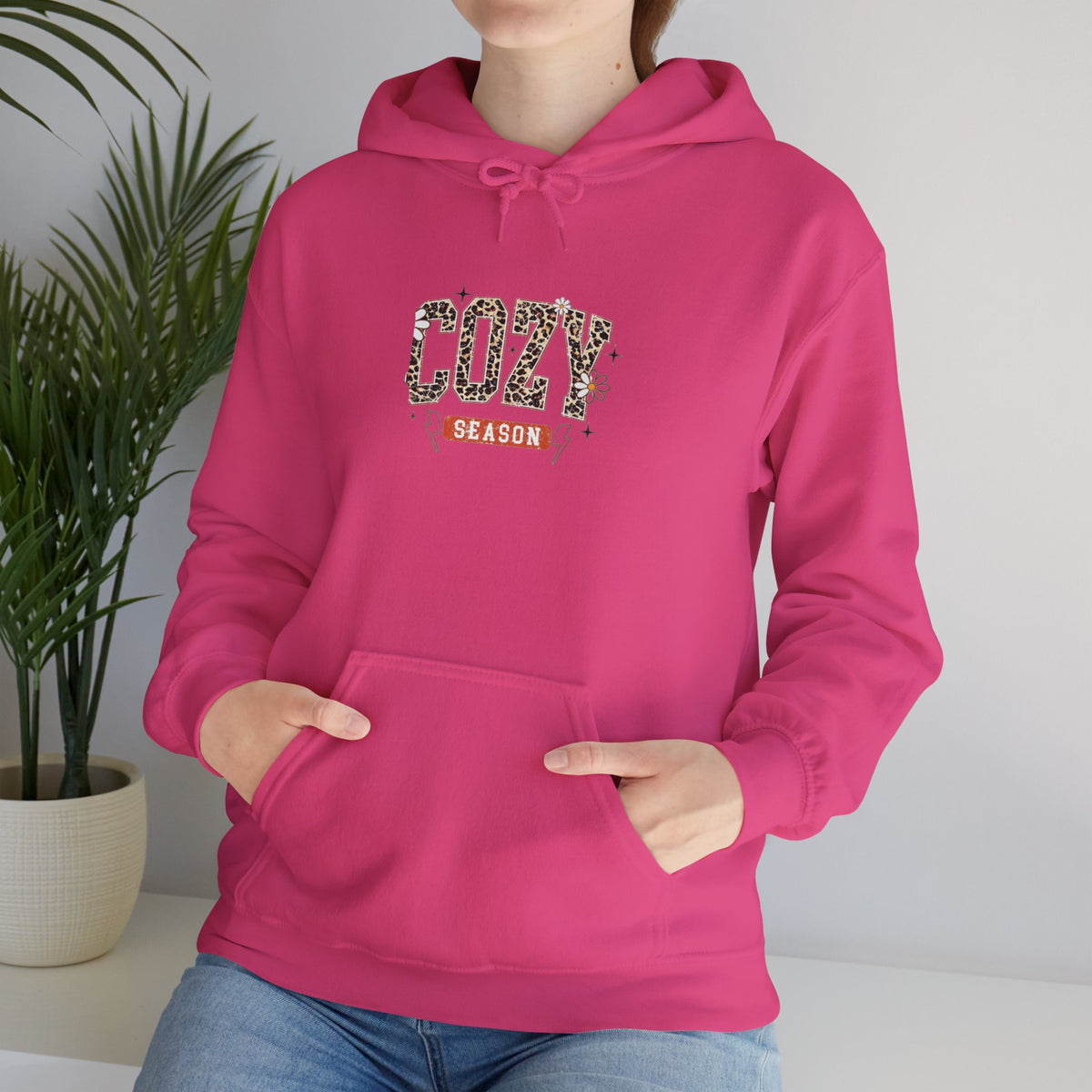 Cozy Season Hoodie — Leopard Script "Cozy" Fall Sweatshirt
